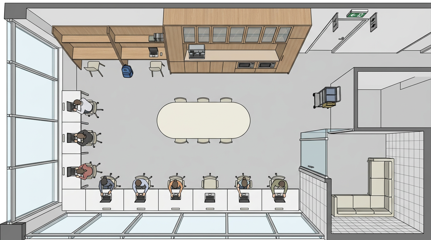 Generated floor plan of office pantry